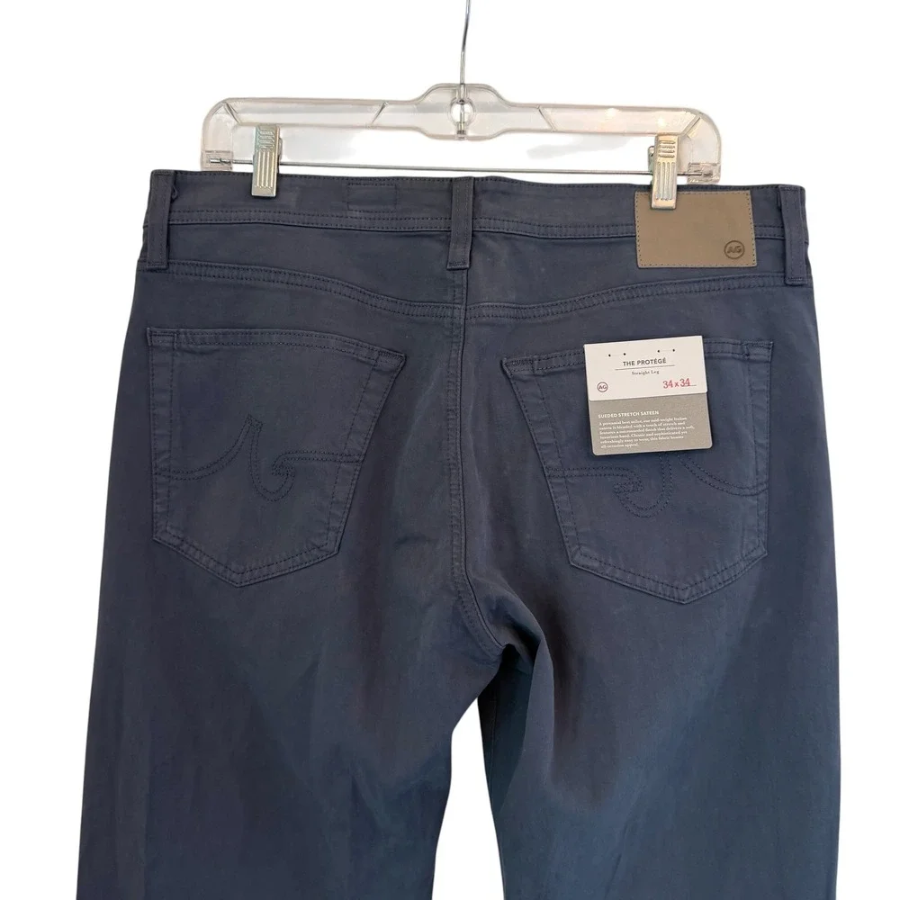 AG Adriano Goldschmied Protege Straight Leg Pants 34x34 Sueded NEW Grey Blue